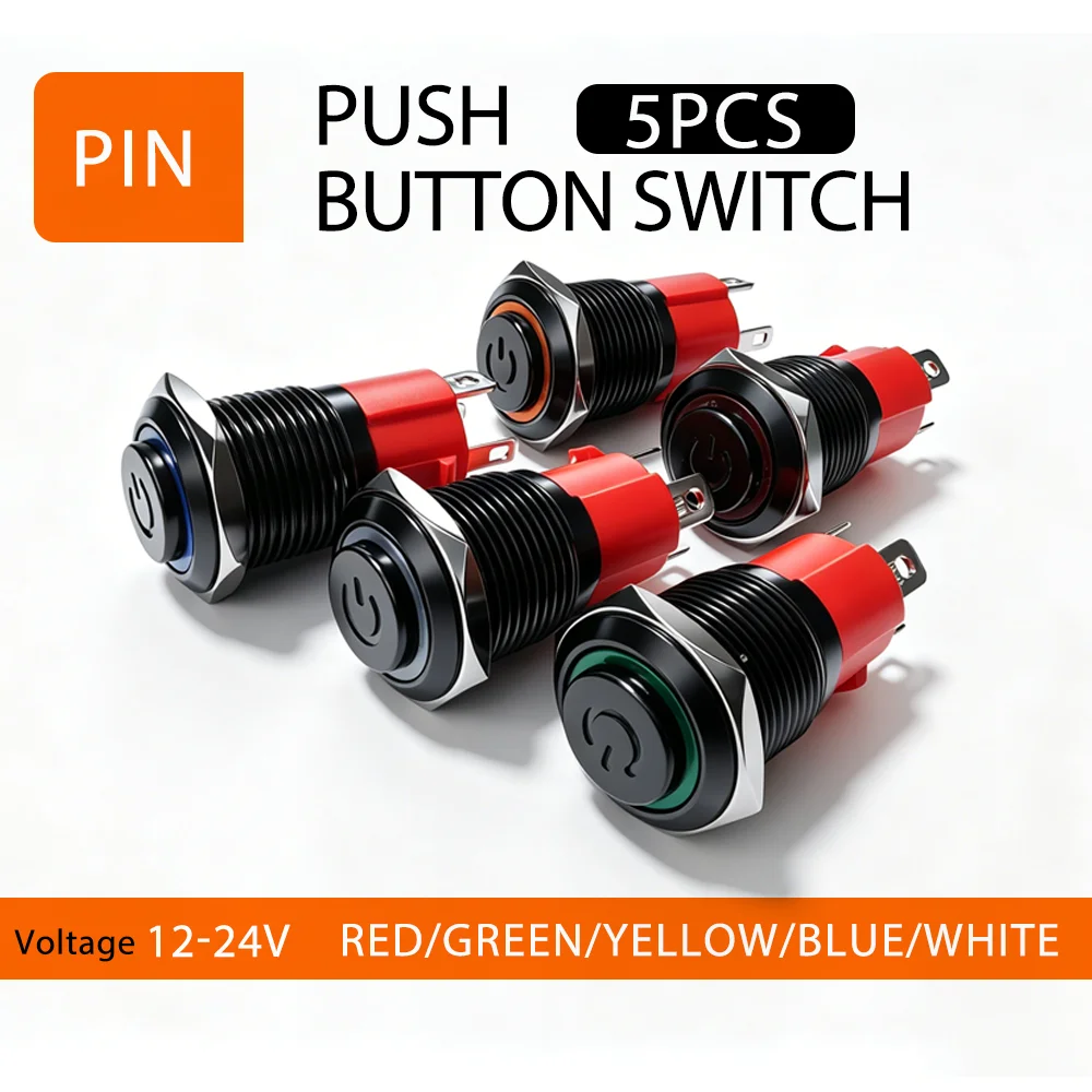 5PCS 16MM LED Push Button Switch Waterproof Oxidized Black Momentary/Latching Fixed On Off Power Switches 12V-24V For Boat/Auto
5PCS 16MM LED Push Button Switch Waterproof Oxidized Black Momentary/Latching Fixed On Off Power Switches 12V-24V For Boat/Auto