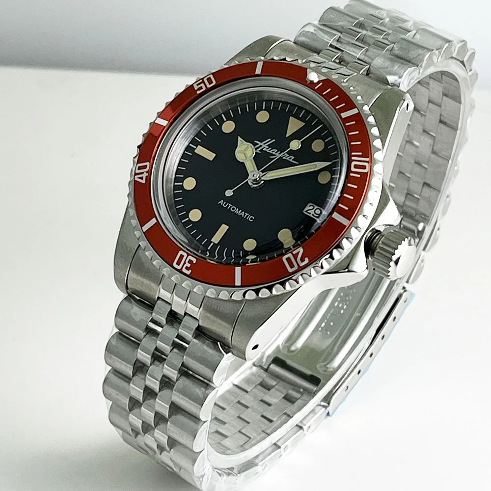 Huayra39mm Silver Vintage Men's round Glass Watch NH34 Automatic Mechanical 3H Date waterproof one-way red bezel
Huayra39mm Silver Vintage Men's round Glass Watch NH34 Automatic Mechanical 3H Date waterproof one-way red bezel