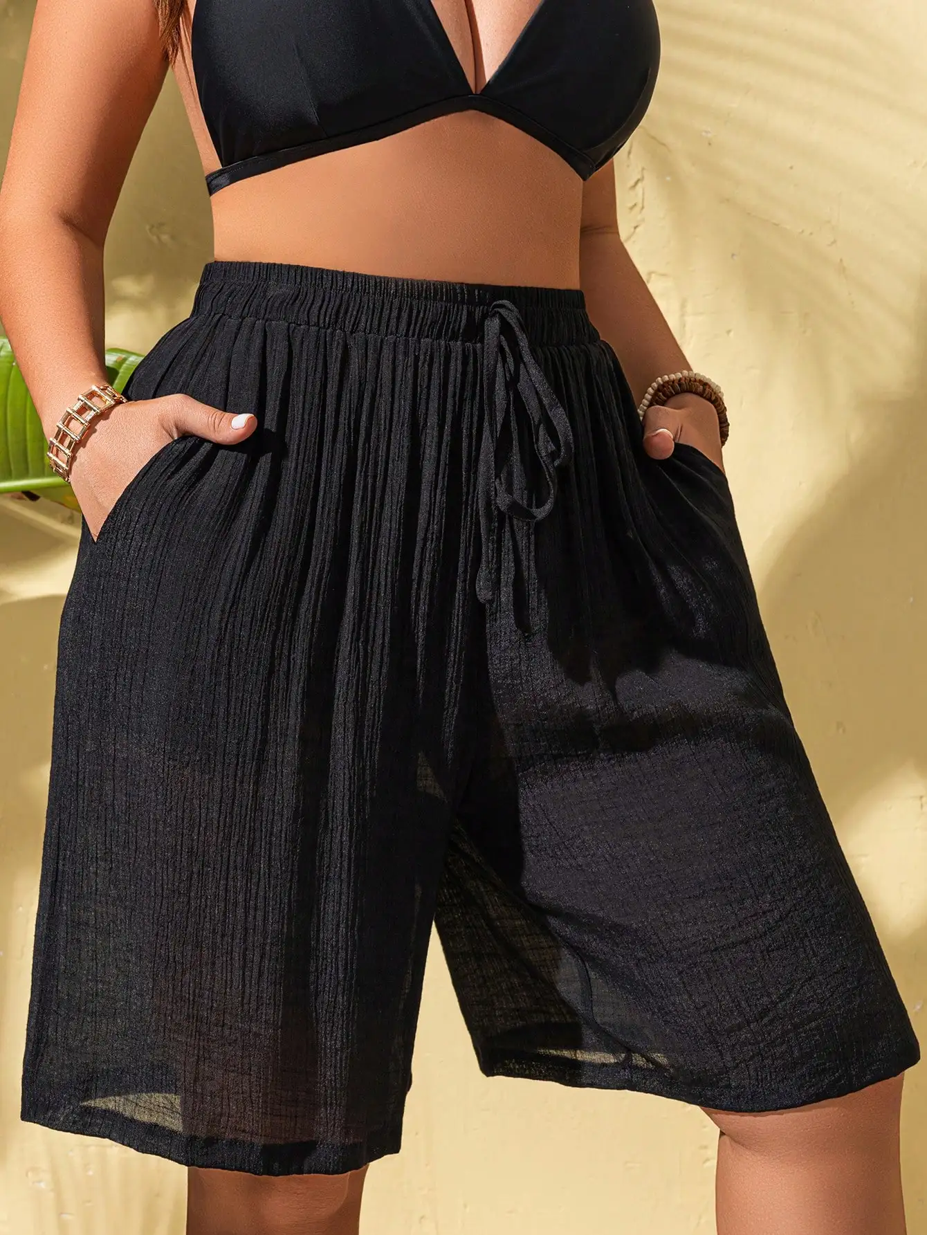 Шорты-бермуды из бамбукового волокна больших размеров для летнего пляжного отдыха, свободный крой с карманами
Шорты-бермуды из бамбукового волокна больших размеров для летнего пляжного отдыха, свободный крой с карманами