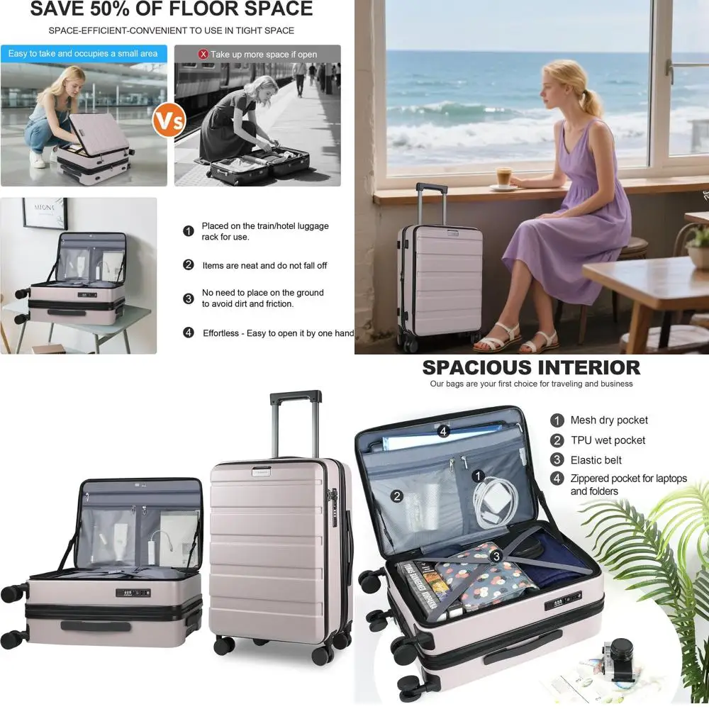 Expandable Hard Shell Spinner Suitcase with TSA Lock, 20 Carry-On, Purple/Pink, USB Port
Expandable Hard Shell Spinner Suitcase with TSA Lock, 20 Carry-On, Purple/Pink, USB Port