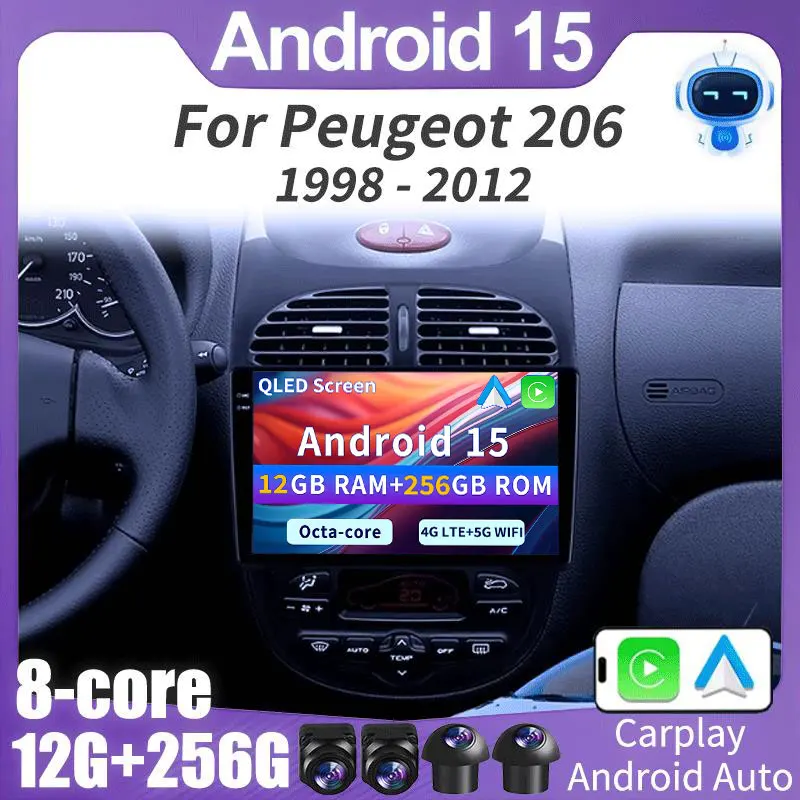 For Peugeot 206 1998 - 2012 Android 15 Car Radio Wireless Auto Carplay RDS Video Player Navigation GPS 5G WIFI DSP 4G Head unit
For Peugeot 206 1998 - 2012 Android 15 Car Radio Wireless Auto Carplay RDS Video Player Navigation GPS 5G WIFI DSP 4G Head unit