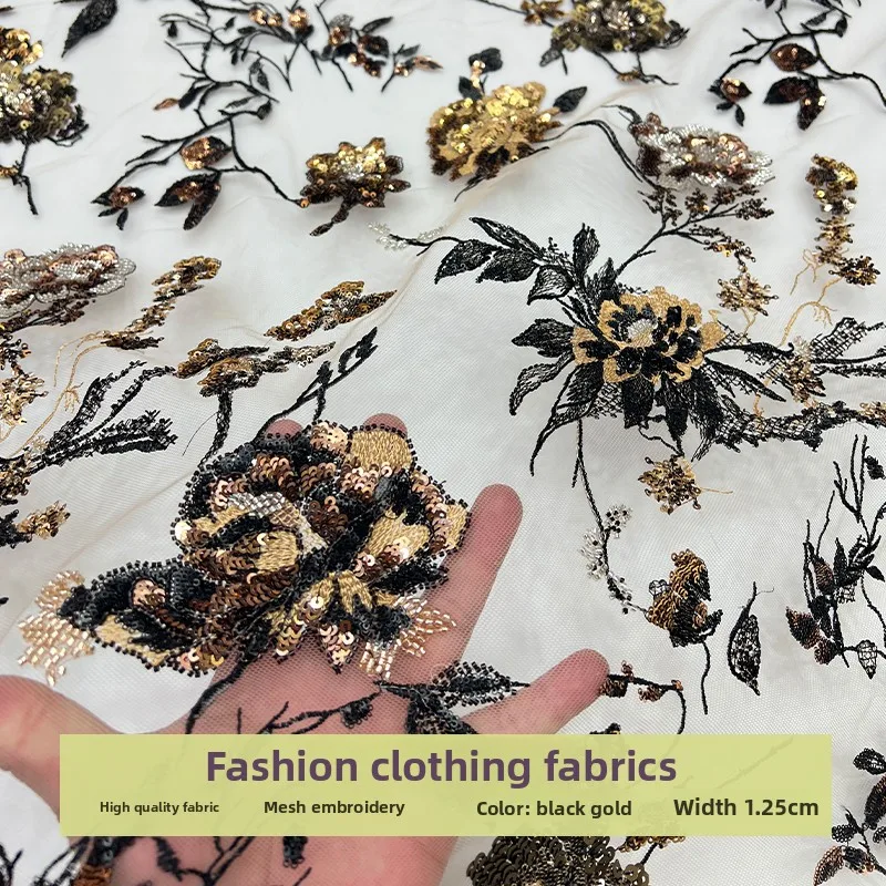 Mesh Sequin Tube Bead Embroidery Fabric for Flowers Perspective Dress Clothing Design Diy Cloth By The Yard Sewing Material
Mesh Sequin Tube Bead Embroidery Fabric for Flowers Perspective Dress Clothing Design Diy Cloth By The Yard Sewing Material