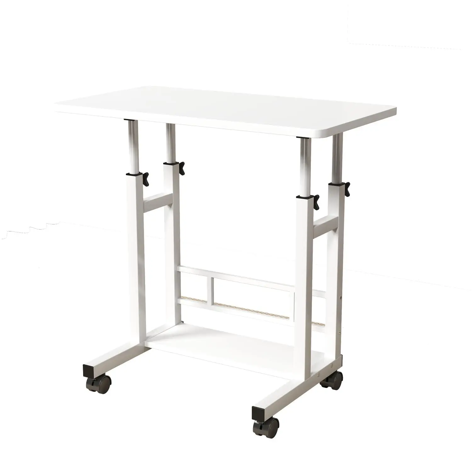 Mobile Standing Desk, Adjustable Height Rolling Laptop Cart with Storage Basket, 31.5" x 15.75" Small Portable Laptop Table
Mobile Standing Desk, Adjustable Height Rolling Laptop Cart with Storage Basket, 31.5" x 15.75" Small Portable Laptop Table