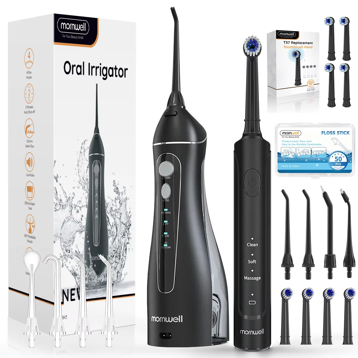 Electric Water Flosser and Electric Toothbrush Set Whitens Teeth Protects Gum Health With 4 Brush Heads and 4 Flosser Nozzles
Electric Water Flosser and Electric Toothbrush Set Whitens Teeth Protects Gum Health With 4 Brush Heads and 4 Flosser Nozzles