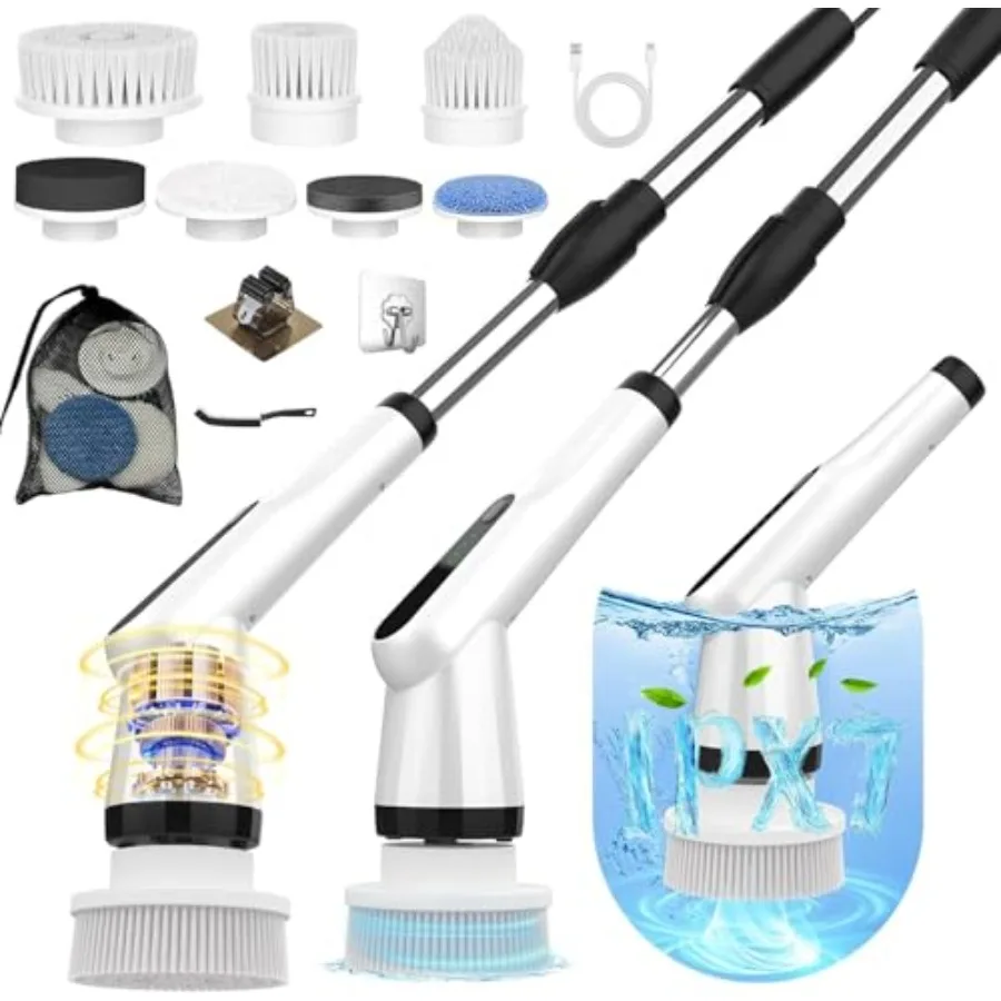 Electric Spin Scrubber, 12-in-1 Shower Scrubber and Retractable Long Handle, 44 lbs High-Torque and Variable Speed Shower Clean
Electric Spin Scrubber, 12-in-1 Shower Scrubber and Retractable Long Handle, 44 lbs High-Torque and Variable Speed Shower Clean