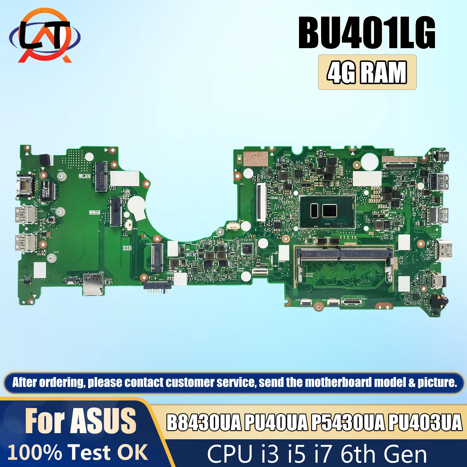 BU403UA Mainboard For ASUS ASUS PRO B8430UA PU40UA P5430UA BU403U PU403UA Laptop Motherboard CPU i3 i5 i7 6th Gen 4GB RAM
BU403UA Mainboard For ASUS ASUS PRO B8430UA PU40UA P5430UA BU403U PU403UA Laptop Motherboard CPU i3 i5 i7 6th Gen 4GB RAM