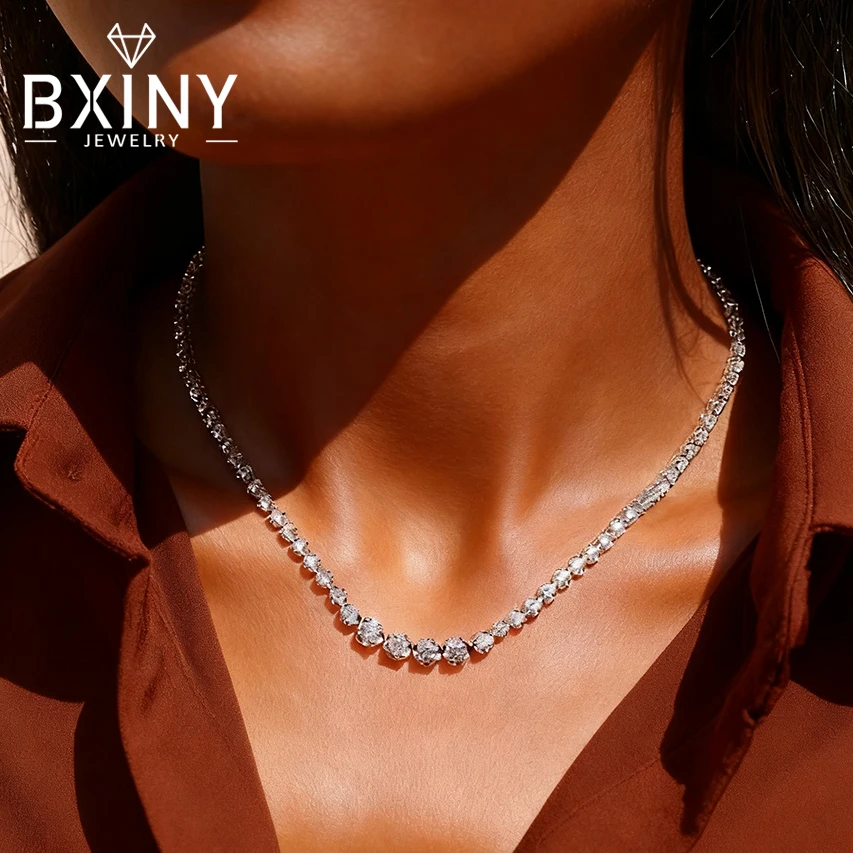 BXINY Full Moissanite Tennis Choker Necklace 100%S925 Silver for Women Clavicle Chain Wedding Gift Fine Jewelry With Certificate
BXINY Full Moissanite Tennis Choker Necklace 100%S925 Silver for Women Clavicle Chain Wedding Gift Fine Jewelry With Certificate
