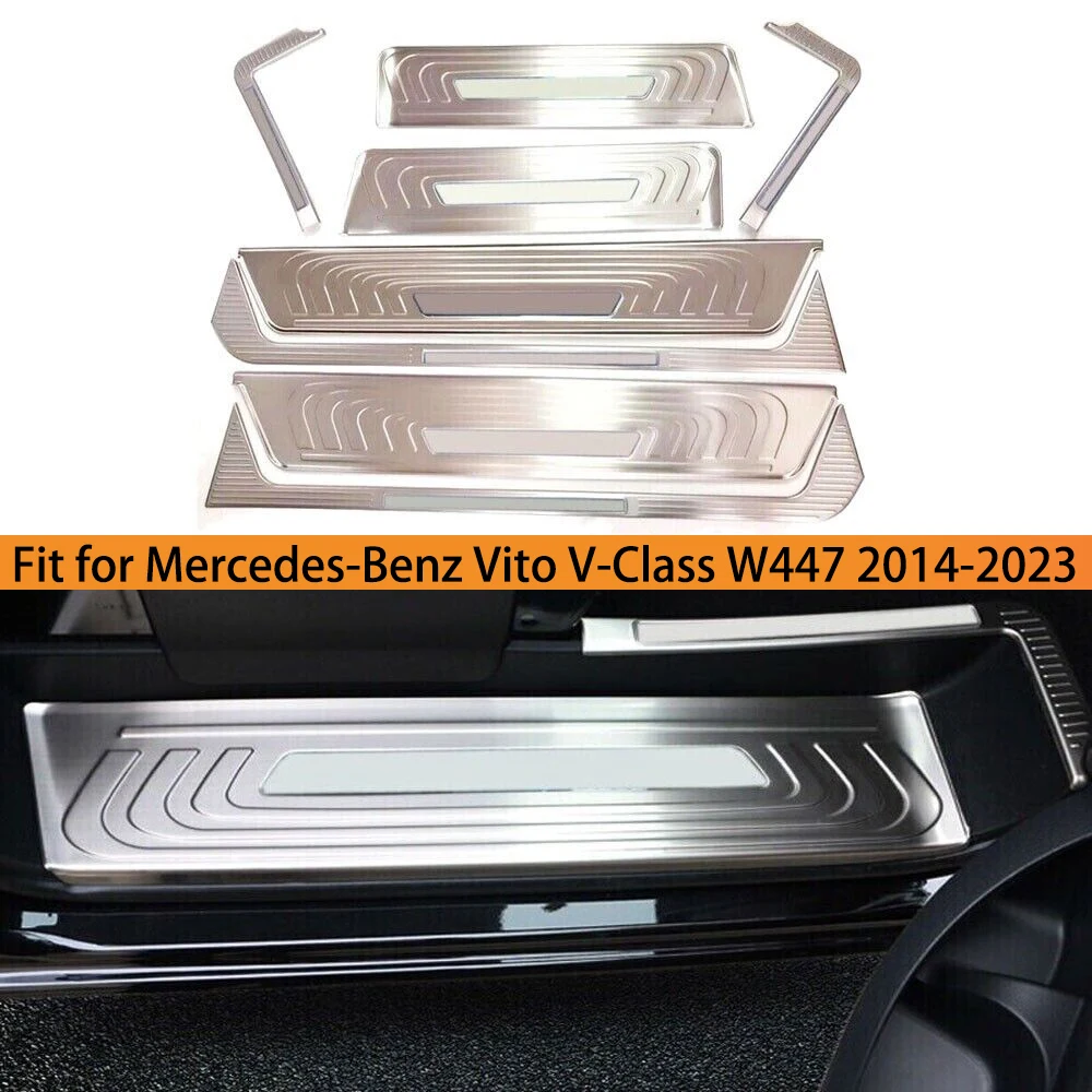 For Mercedes-Benz Vito V-Class W447 2014-2023 Car Accessories Stainless Steel Door Sill Protector Scuff Plate Trim 8pcs
For Mercedes-Benz Vito V-Class W447 2014-2023 Car Accessories Stainless Steel Door Sill Protector Scuff Plate Trim 8pcs