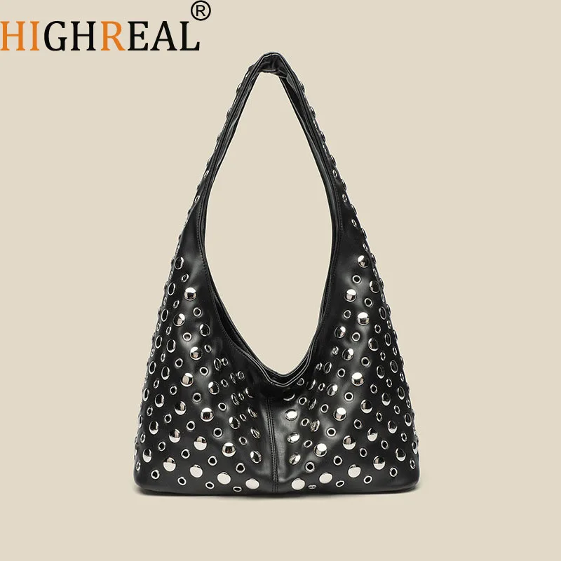 Large Capacity Bucket Fashion Rivet Casual Tote Bag Women's Handbag Female Cool High Quality Shoulder Underarm Bag
Large Capacity Bucket Fashion Rivet Casual Tote Bag Women's Handbag Female Cool High Quality Shoulder Underarm Bag