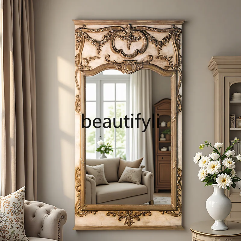 Classical Villa Luxury High-end Decorative Mirror French Retro Full-length Mirror for Living Room Bedroom Vintage Look 
Classical Villa Luxury High-end Decorative Mirror French Retro Full-length Mirror for Living Room Bedroom Vintage Look