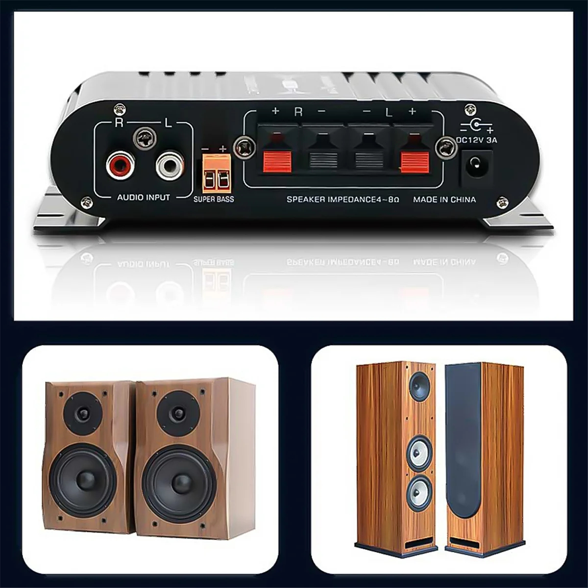 SCLS -838 HiFi 2.1 Channel Power Amplifier 80Wx2 Stereo Bass Sound Amp with Subwoofer Output Home Audio Amplifier Black
SCLS -838 HiFi 2.1 Channel Power Amplifier 80Wx2 Stereo Bass Sound Amp with Subwoofer Output Home Audio Amplifier Black