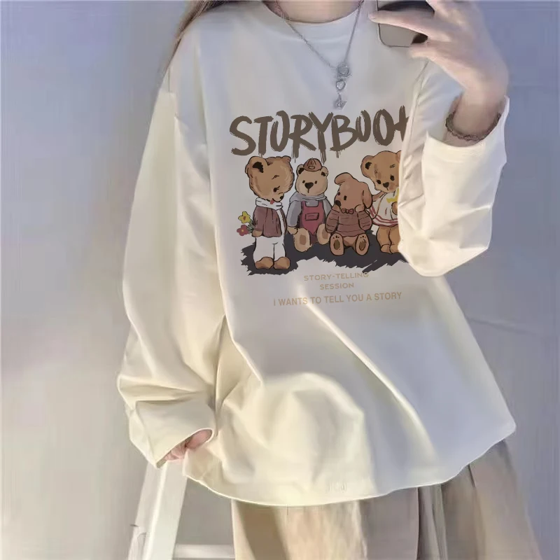 White Fce Lined Loose Long Sve Women's Base irt Inner Wear Slimming Top Large Size T-irt Korean Sle round Ne Print
White Fce Lined Loose Long Sve Women's Base irt Inner Wear Slimming Top Large Size T-irt Korean Sle round Ne Print