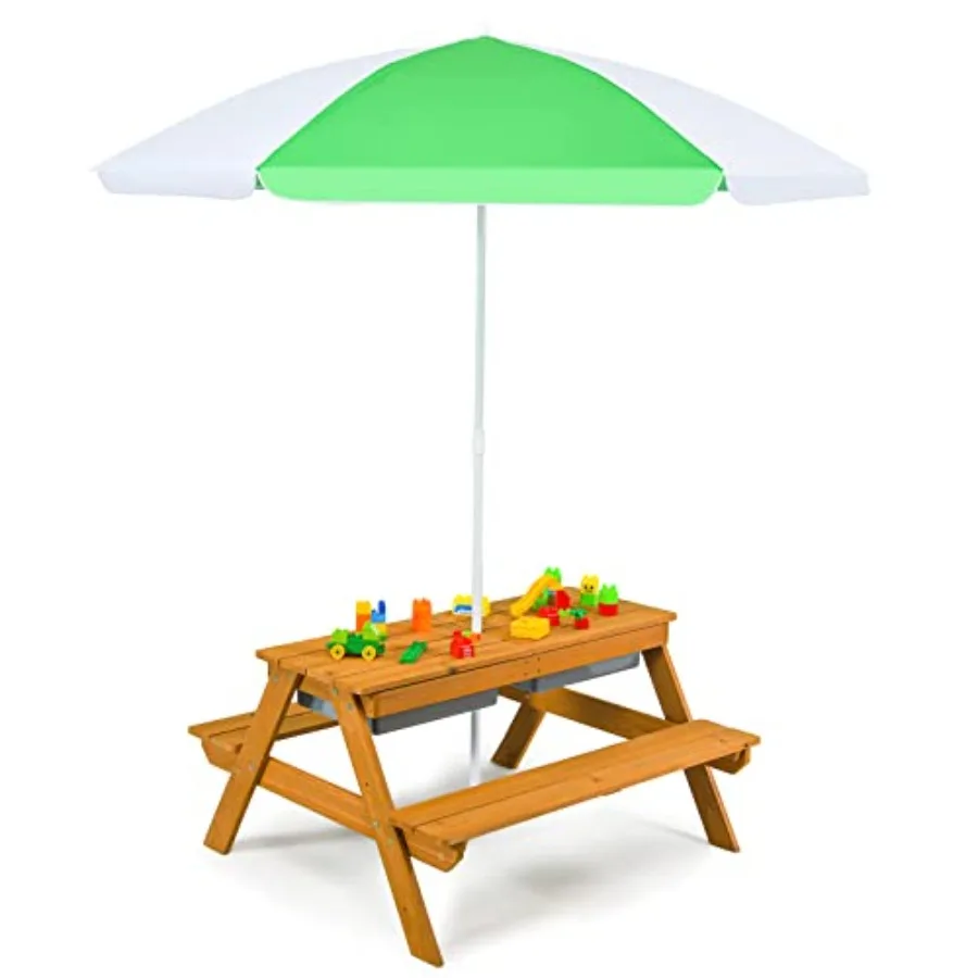 Outdoor kids picnic table with sand water sensory bins adjustable height umbrella detachable tabletop toddler-friendly design d
Outdoor kids picnic table with sand water sensory bins adjustable height umbrella detachable tabletop toddler-friendly design d