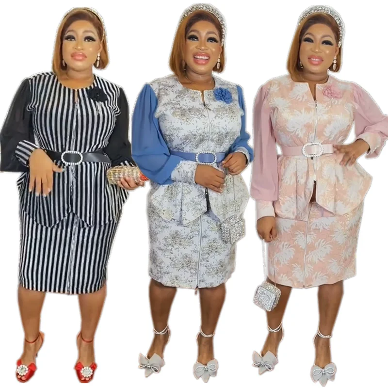 Fashion New Two Piece African Sets For Women Spring Summer Long Sleeve Zipper Tops And Bodycon Skirt Elegant Ladies Print Suit
Fashion New Two Piece African Sets For Women Spring Summer Long Sleeve Zipper Tops And Bodycon Skirt Elegant Ladies Print Suit