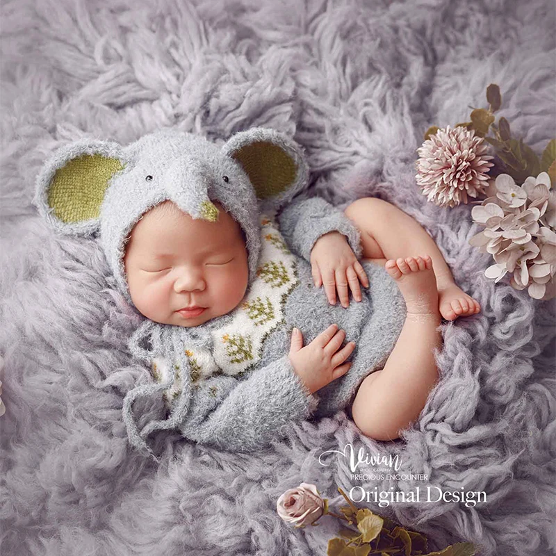 0-1M Newborn Photography Outfit Knit Jumpsuit with Pom-Pom Hat Pink/Blue Animal Elephant Hat Creative Infants Photography Props
0-1M Newborn Photography Outfit Knit Jumpsuit with Pom-Pom Hat Pink/Blue Animal Elephant Hat Creative Infants Photography Props