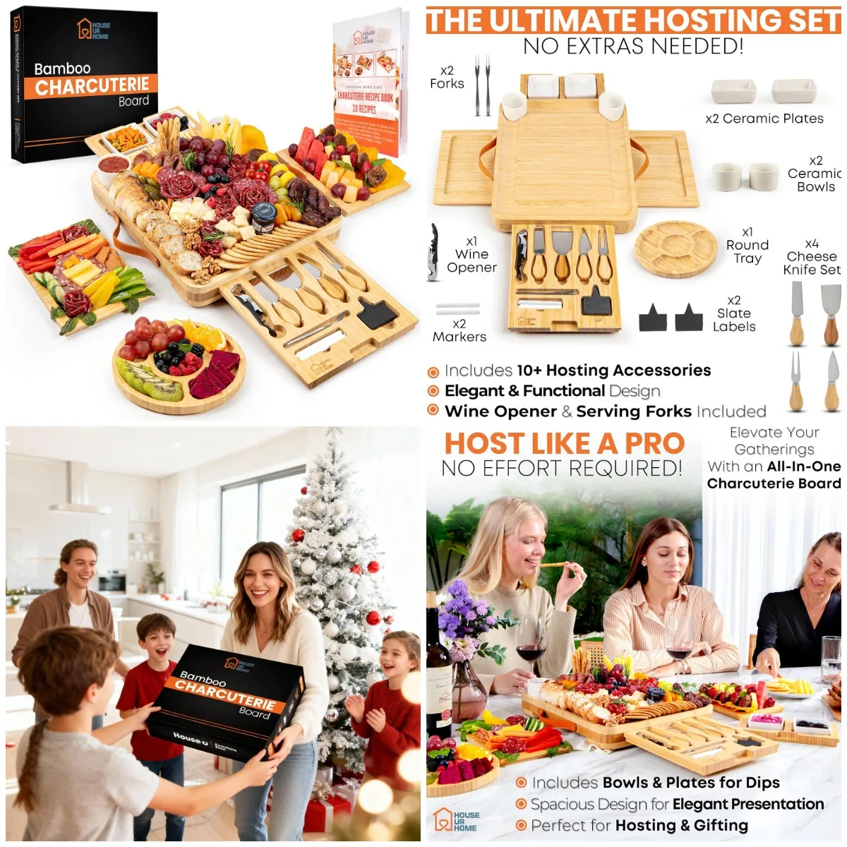 Large Bamboo Charcuterie Board Set with 4 Drawers, Knives, Bowls, Recipe Book – Perfect Housewarming Gift
Large Bamboo Charcuterie Board Set with 4 Drawers, Knives, Bowls, Recipe Book – Perfect Housewarming Gift