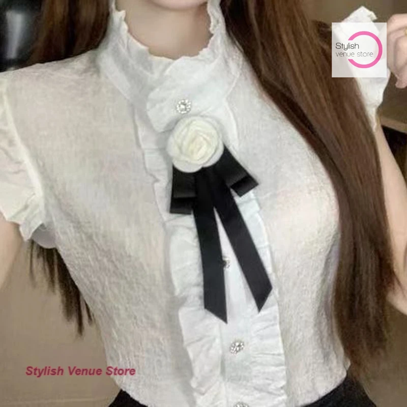 French white fashion three-dimensional flower bow sleeveless vest shirt female summer new Feifei sleeve ruffled stitching shirt
French white fashion three-dimensional flower bow sleeveless vest shirt female summer new Feifei sleeve ruffled stitching shirt