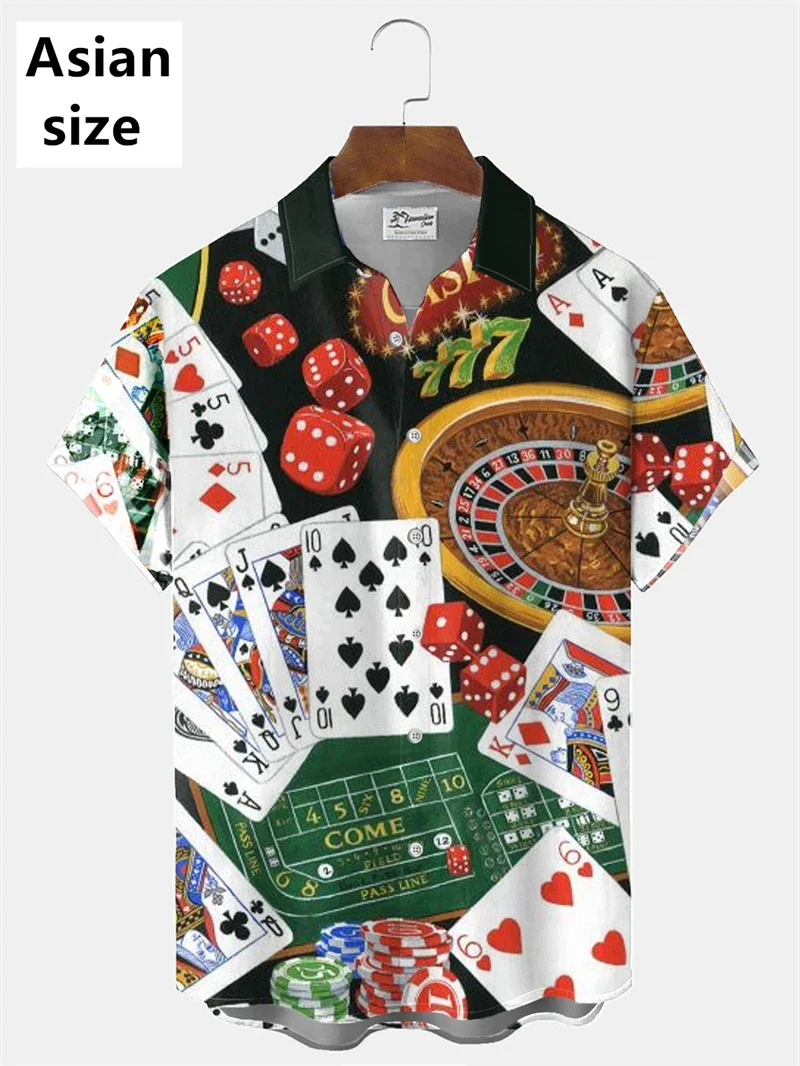 Men Summer Lapel Short Sleeve Hawaiian Shirt Casual Versatile Beach Tops, Casino Poker Chip Dice Roulette Full Print
Men Summer Lapel Short Sleeve Hawaiian Shirt Casual Versatile Beach Tops, Casino Poker Chip Dice Roulette Full Print