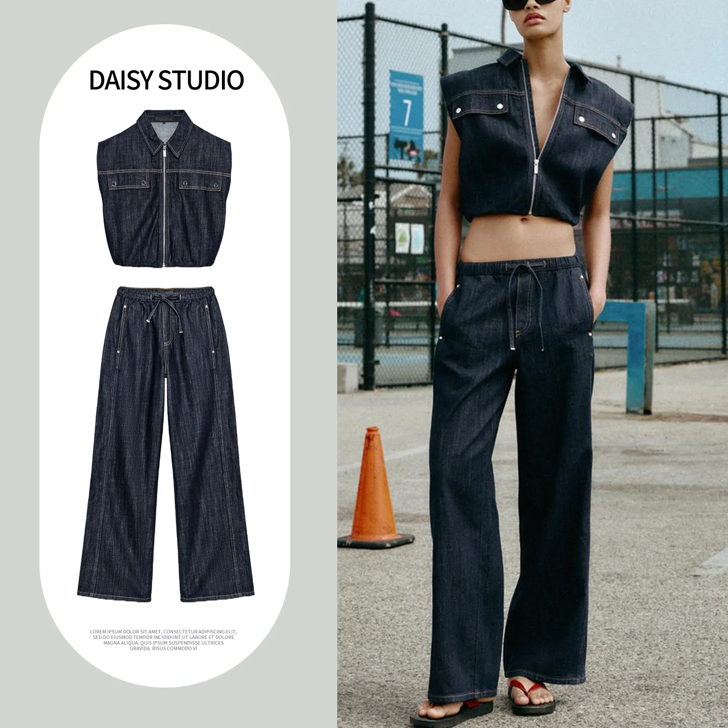Casual Denim Vest Short Sleeve Turn-down Collar Fluffy 4083031 mid Waist Wide Leg Slow Running Jeans 4083032 Fashion Set for ...
Casual Denim Vest Short Sleeve Turn-down Collar Fluffy 4083031 mid Waist Wide Leg Slow Running Jeans 4083032 Fashion Set for ...