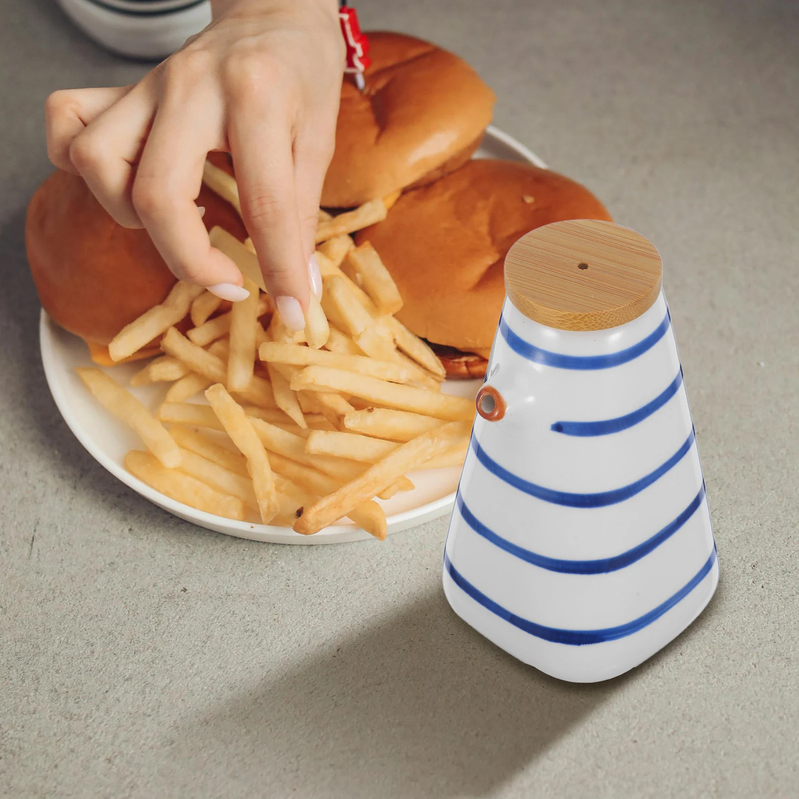 Ceramic Sauce Dispenser 220ml Kitchen Oil Vinegar Bottle Soy Sauce Container Leak Proof Wooden Cap
Ceramic Sauce Dispenser 220ml Kitchen Oil Vinegar Bottle Soy Sauce Container Leak Proof Wooden Cap
