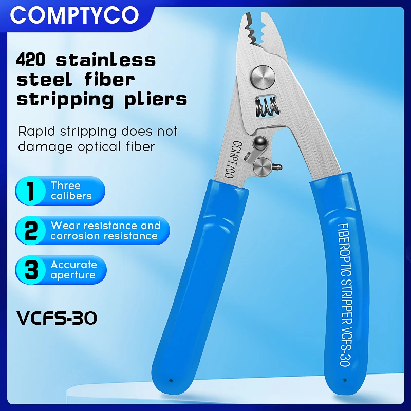 COMPTYCO VCFS-30 Stainless Steel Three-port Optical Fiber Stripping Pliers FTTH Tool Fiber Optic Wire Stripper Fiber Stripper
COMPTYCO VCFS-30 Stainless Steel Three-port Optical Fiber Stripping Pliers FTTH Tool Fiber Optic Wire Stripper Fiber Stripper
