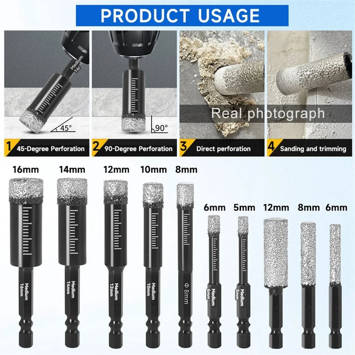 NEW Diamond Drill Bit and Grinding Rod Set 10PC for Ceramic Tile,Glass,Marble Hexagonal Shank Dry and Wet Use Size 5-16mm
NEW Diamond Drill Bit and Grinding Rod Set 10PC for Ceramic Tile,Glass,Marble Hexagonal Shank Dry and Wet Use Size 5-16mm