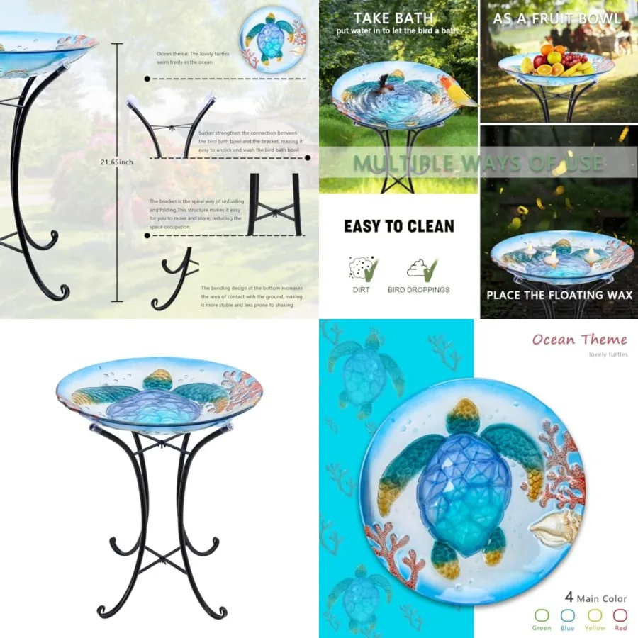 MUMTOP Bird Baths for Outdoors, Glass Large Bird Bath Bowl with Metal Stand, Bird Feeders for Outside and Garden, Patio, Lawn D
MUMTOP Bird Baths for Outdoors, Glass Large Bird Bath Bowl with Metal Stand, Bird Feeders for Outside and Garden, Patio, Lawn D