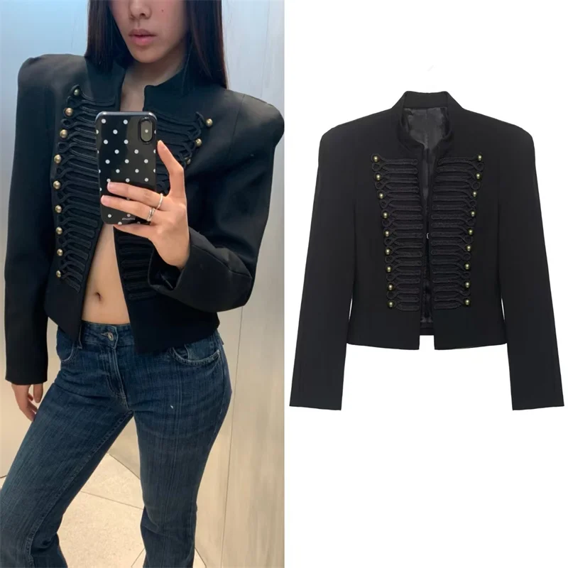 Women's Jacket 2026 Summer New Style Black Long-Sleeve Button-Decorated Short Blazer with Shoulder Pads Trendy and Fashionable
Women's Jacket 2026 Summer New Style Black Long-Sleeve Button-Decorated Short Blazer with Shoulder Pads Trendy and Fashionable