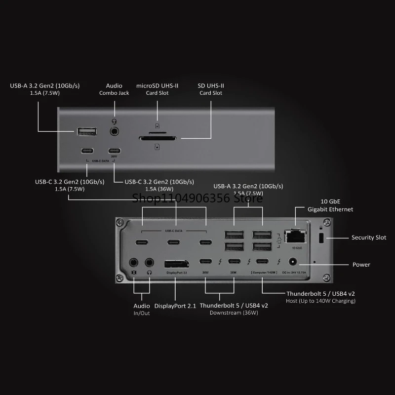 for hot sale TS5 Plus - 20 Port 5 Dock, 140W Charging, 3X 80Gb/s 5, 10x 10Gb/s USB Ports, USB Controll
for hot sale TS5 Plus - 20 Port 5 Dock, 140W Charging, 3X 80Gb/s 5, 10x 10Gb/s USB Ports, USB Controll