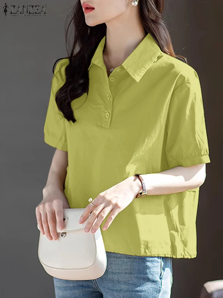 ZANZEA Summer Office Work Shirts Women Elegant Lapel Short Sleeve Blouse Casual Solid Button Blusas Loose Tops Oversize 2025
ZANZEA Summer Office Work Shirts Women Elegant Lapel Short Sleeve Blouse Casual Solid Button Blusas Loose Tops Oversize 2025