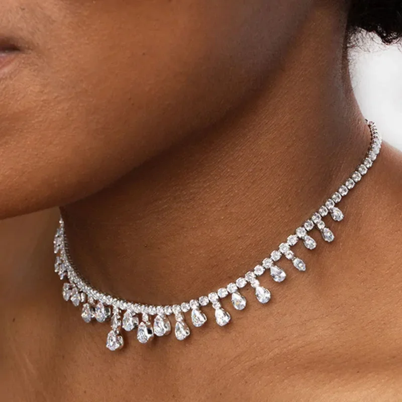 Stonefans Transparent White Water Drop Crystal Necklace Choker for Women Statement Teardrop Pendant Choker Necklace Collar
Stonefans Transparent White Water Drop Crystal Necklace Choker for Women Statement Teardrop Pendant Choker Necklace Collar