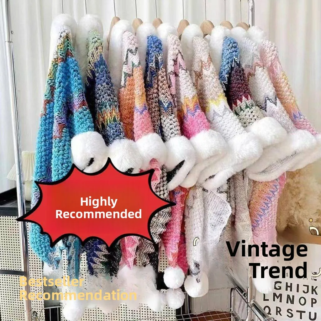 Thickened Knitted Shawl with Fur Collar Travel Tourist Women's Fashion Outerwear Scarf Drapey Bohemian Style Summer Length
Thickened Knitted Shawl with Fur Collar Travel Tourist Women's Fashion Outerwear Scarf Drapey Bohemian Style Summer Length