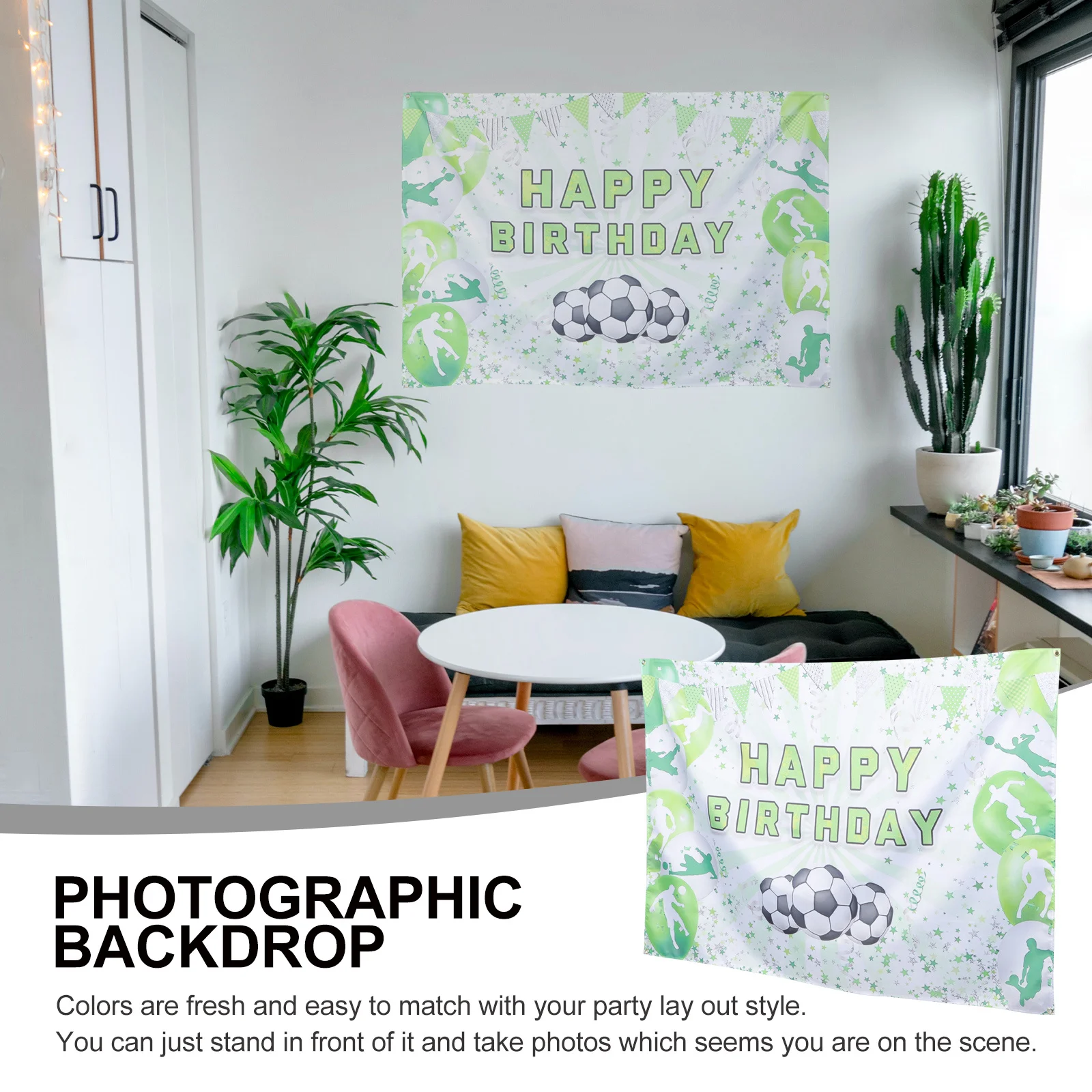 Cartoon Football Theme Birthday Party Backdrop Printed Decorative Background Cloth for Photo Shoots and Home Decoration
Cartoon Football Theme Birthday Party Backdrop Printed Decorative Background Cloth for Photo Shoots and Home Decoration