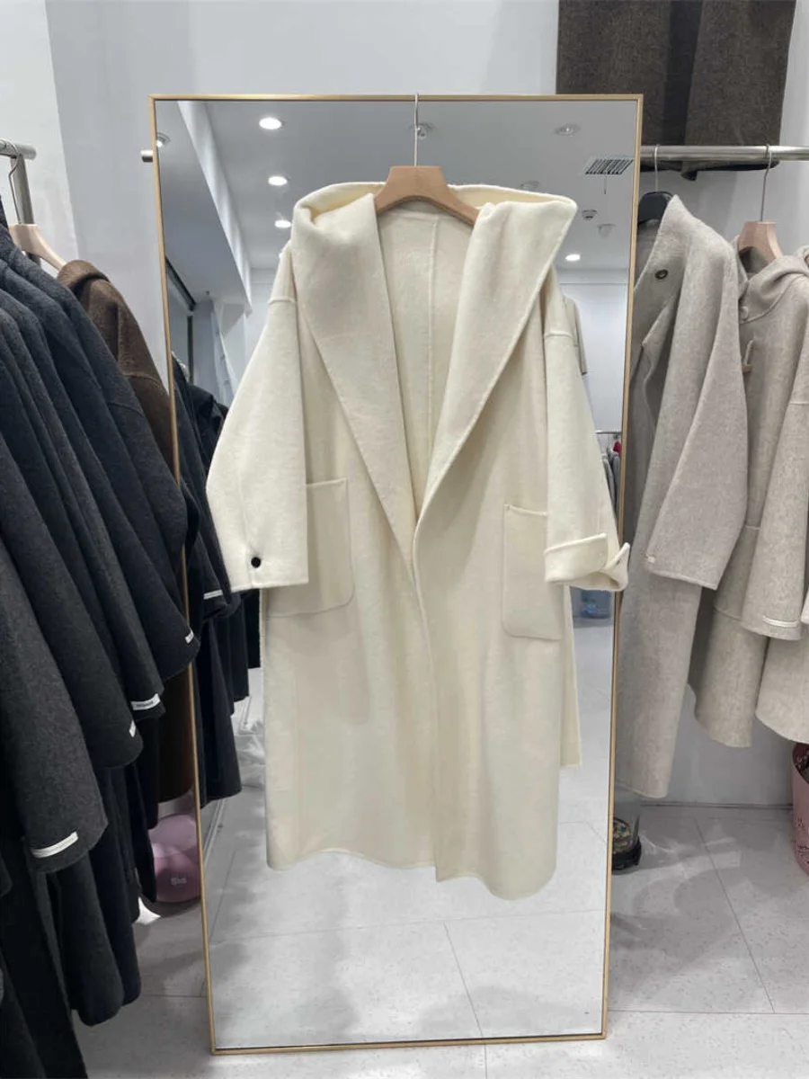 Ele Double-Sided Woolen Coat for Women Long Sle with Belt Korean Version Loose Fit Autumn Winter Commute Faion
Ele Double-Sided Woolen Coat for Women Long Sle with Belt Korean Version Loose Fit Autumn Winter Commute Faion