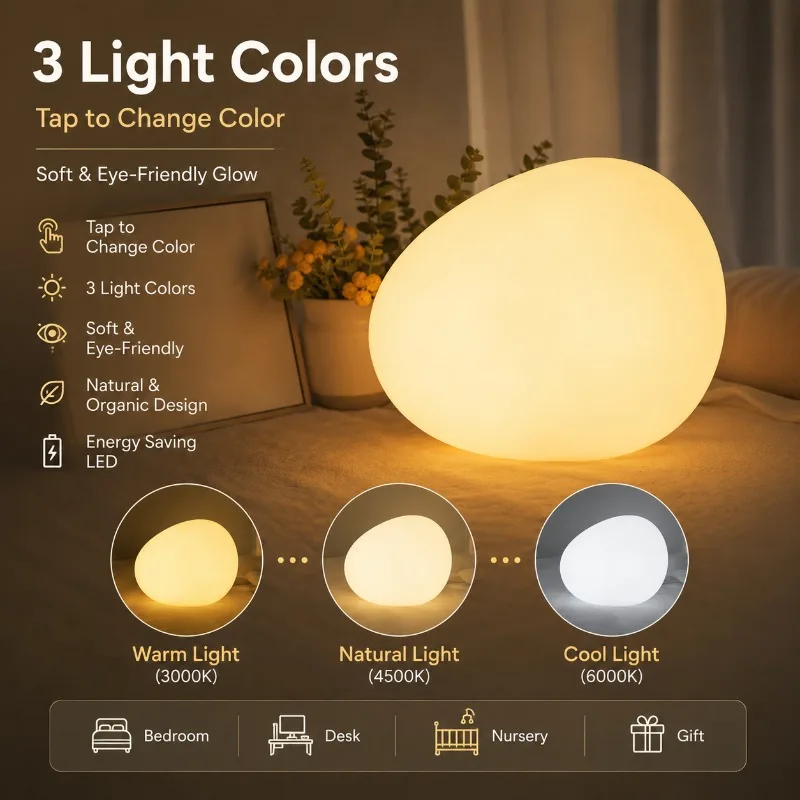 Lamp Pebble Night Light Modern Gift Atmosphere Light Warm and Romantic Breastfeeding Desk Bedhead Desk Lamp
Lamp Pebble Night Light Modern Gift Atmosphere Light Warm and Romantic Breastfeeding Desk Bedhead Desk Lamp