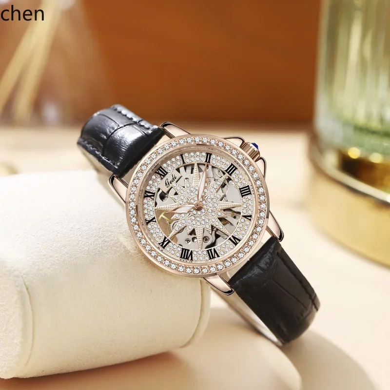 9 mechanical watch - hollow design, women's niche style, waterproof, high-value steel band watch
9 mechanical watch - hollow design, women's niche style, waterproof, high-value steel band watch