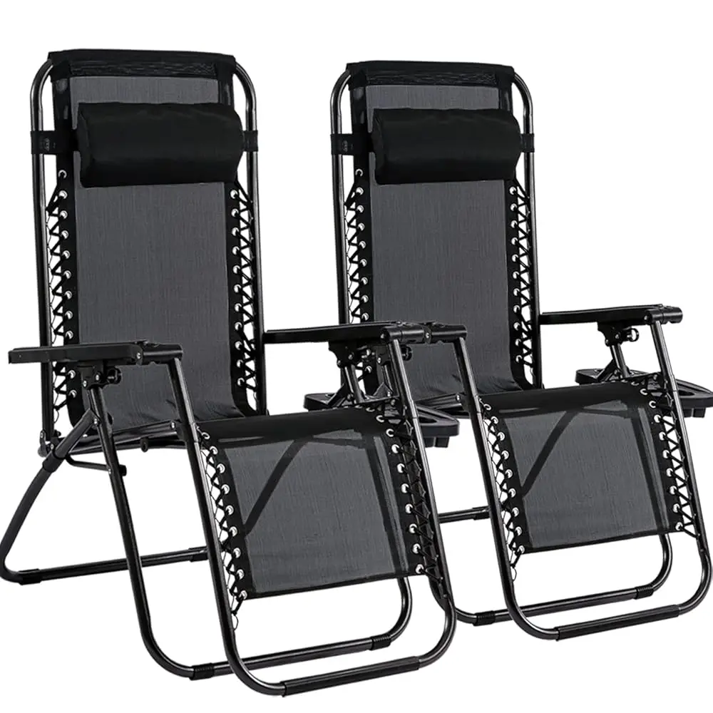 Zero Gravity Chairs, Folding Reclining Patio Chairs Set Of 2 Adjustable Lawn Chairs With Cup Holder Padded Headrest Lounge
Zero Gravity Chairs, Folding Reclining Patio Chairs Set Of 2 Adjustable Lawn Chairs With Cup Holder Padded Headrest Lounge