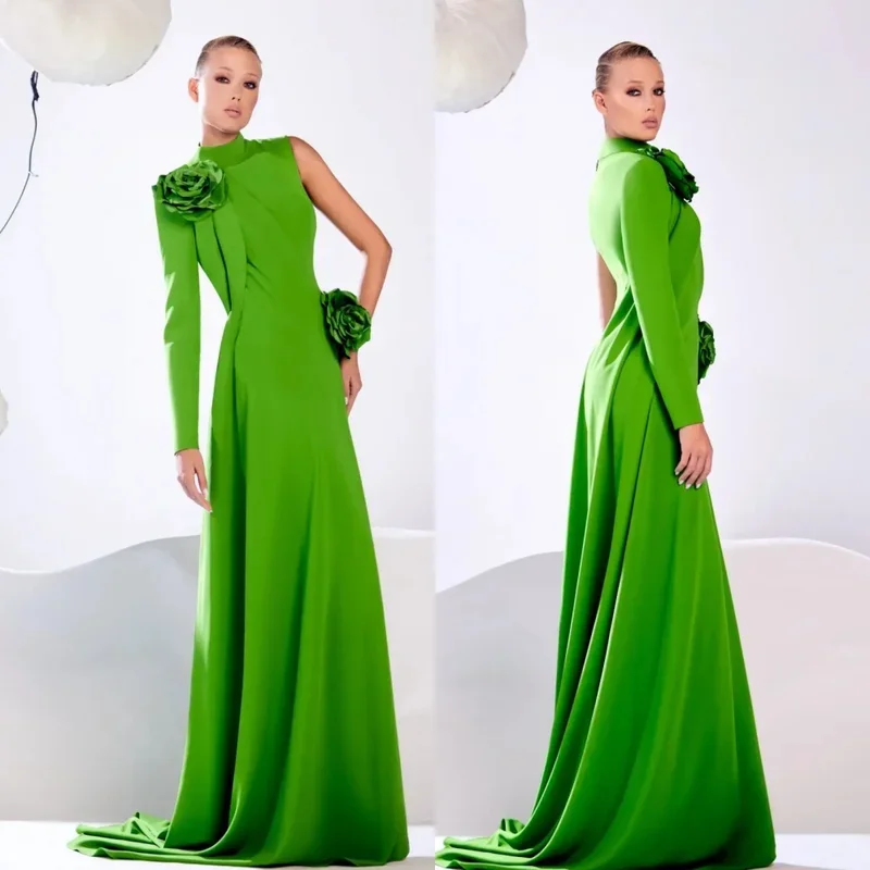 Evening Jersey Flower Draped Pleat Graduation A-line High Collar Bespoke Occasion Gown Long Dresses Customization
Evening Jersey Flower Draped Pleat Graduation A-line High Collar Bespoke Occasion Gown Long Dresses Customization