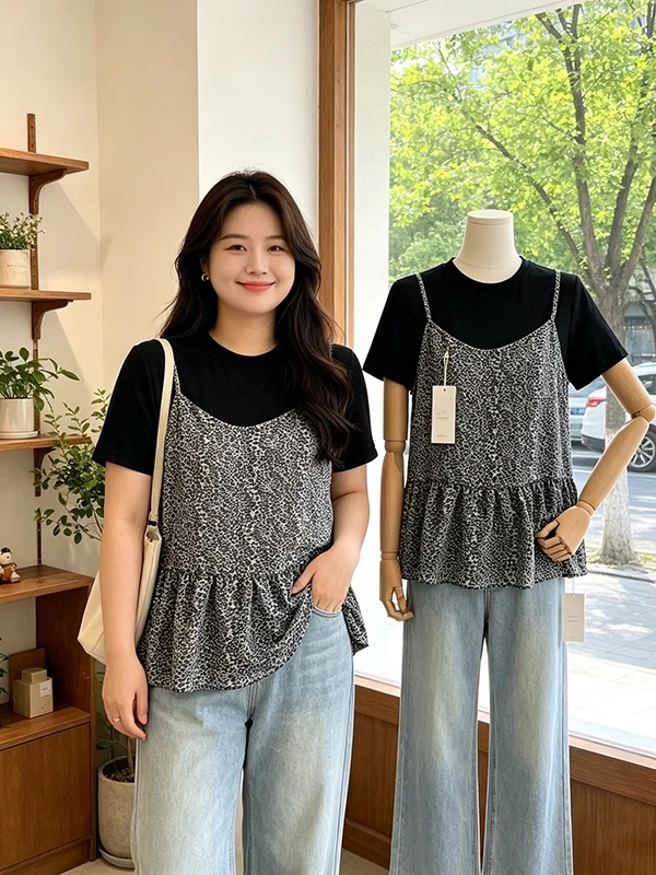 plus Size Women's Summer New Design Floral Print Chiffon Strap Top Shoulder Length Short Sleeve Conceal Meat Slimming T-shirt
plus Size Women's Summer New Design Floral Print Chiffon Strap Top Shoulder Length Short Sleeve Conceal Meat Slimming T-shirt
