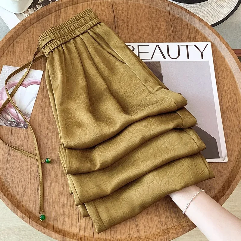 Новые китайские широкие брюки из ацетата с высокой талией из ледяного шелка, женские летние солнцезащитные крутые тонкие прямые брюки-трубы
Новые китайские широкие брюки из ацетата с высокой талией из ледяного шелка, женские летние солнцезащитные крутые тонкие прямые брюки-трубы