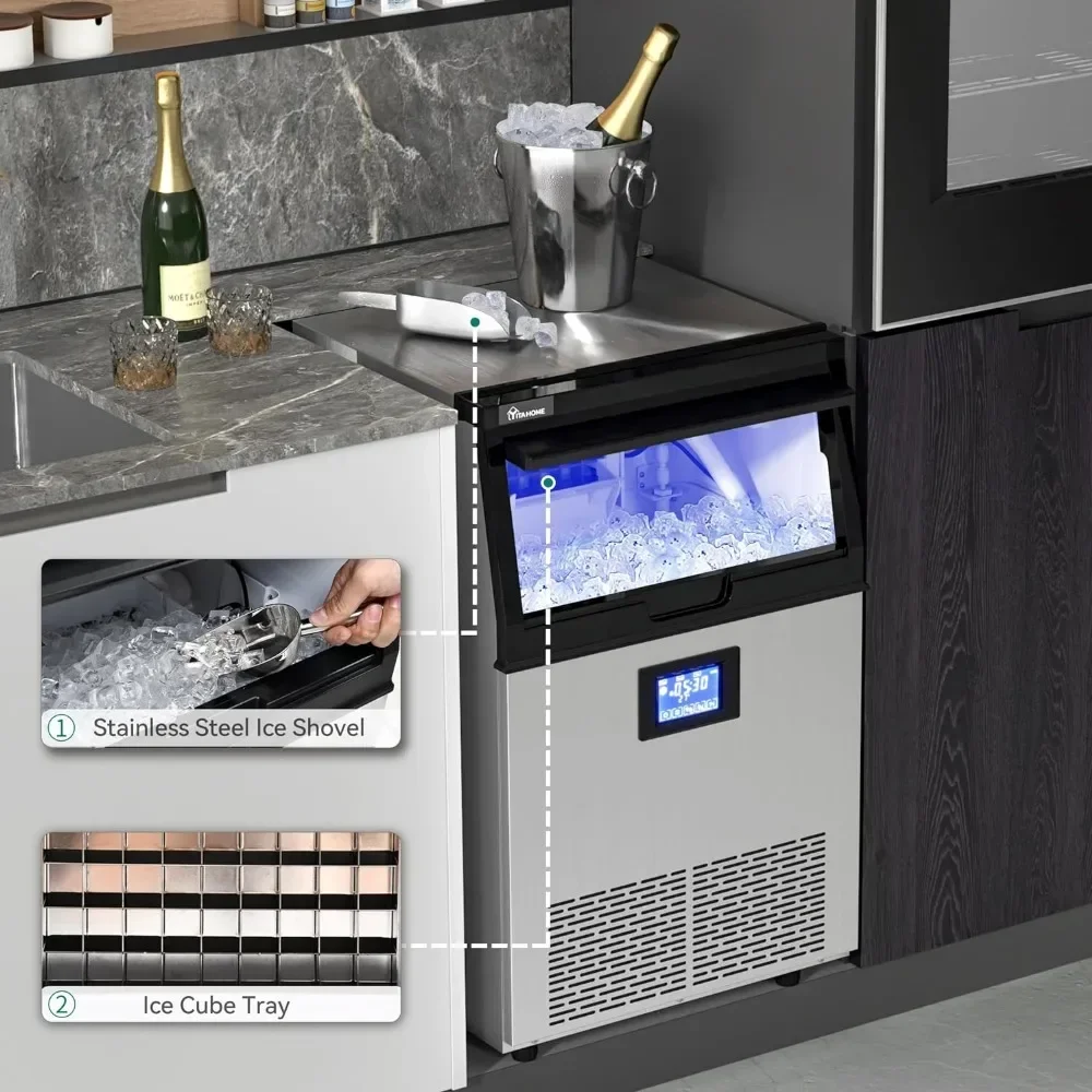 l Ice Makers,Commercial Ice Maker Machine,3LBS Storage Bin,LCD Panel,Blue Light & Stainless Steel Scoop,Ice Makers
l Ice Makers,Commercial Ice Maker Machine,3LBS Storage Bin,LCD Panel,Blue Light & Stainless Steel Scoop,Ice Makers