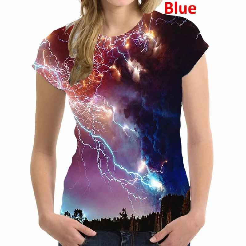Fashion Women's Short Sleeve Lightning Printed Casual T-shirt Loose T Shirt Top
Fashion Women's Short Sleeve Lightning Printed Casual T-shirt Loose T Shirt Top