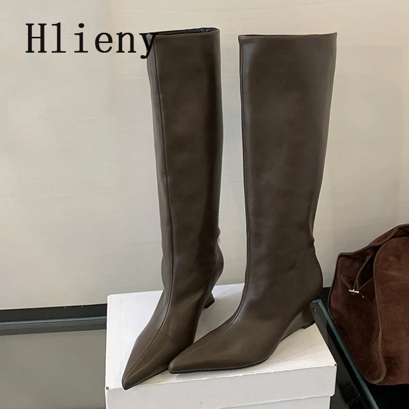 Hlieny/Осенне-зимние женские сапоги до колена из мягкой искусственной кожи, уличный стиль, туфли на танкетке с острым носком, вечерние туфли на низком каблуке, длинные Botas Mujer
Hlieny/Осенне-зимние женские сапоги до колена из мягкой искусственной кожи, уличный стиль, туфли на танкетке с острым носком, вечерние туфли на низком каблуке, длинные Botas Mujer