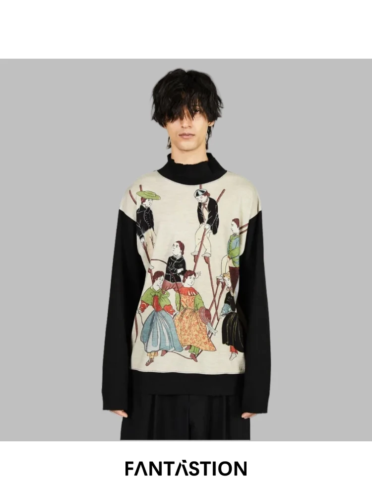 FANTASTION vintage gothic print unisex long sleeve shirt loose oversized mock neck casual daily wear trendy street style tops
FANTASTION vintage gothic print unisex long sleeve shirt loose oversized mock neck casual daily wear trendy street style tops
