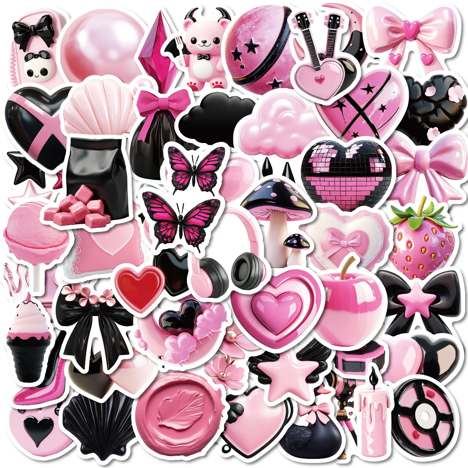 50Pcs Cartoon Black And Pink Series Graffiti Stickers For Mobile Phone Shell Skateboard Decorative Stickers DIY Toy Sticker Pack
50Pcs Cartoon Black And Pink Series Graffiti Stickers For Mobile Phone Shell Skateboard Decorative Stickers DIY Toy Sticker Pack