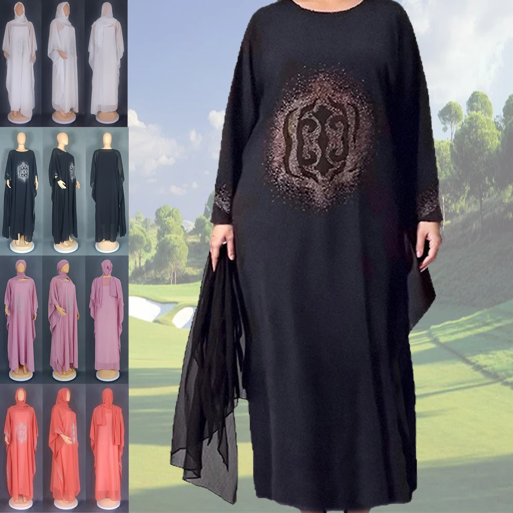 Luxury African Dresses for Women Diamonds Boubou Robe Hijab Dress Ankara Dashiki Africa Clothing Kaftan Djellaba Dubai Abaya Set
Luxury African Dresses for Women Diamonds Boubou Robe Hijab Dress Ankara Dashiki Africa Clothing Kaftan Djellaba Dubai Abaya Set