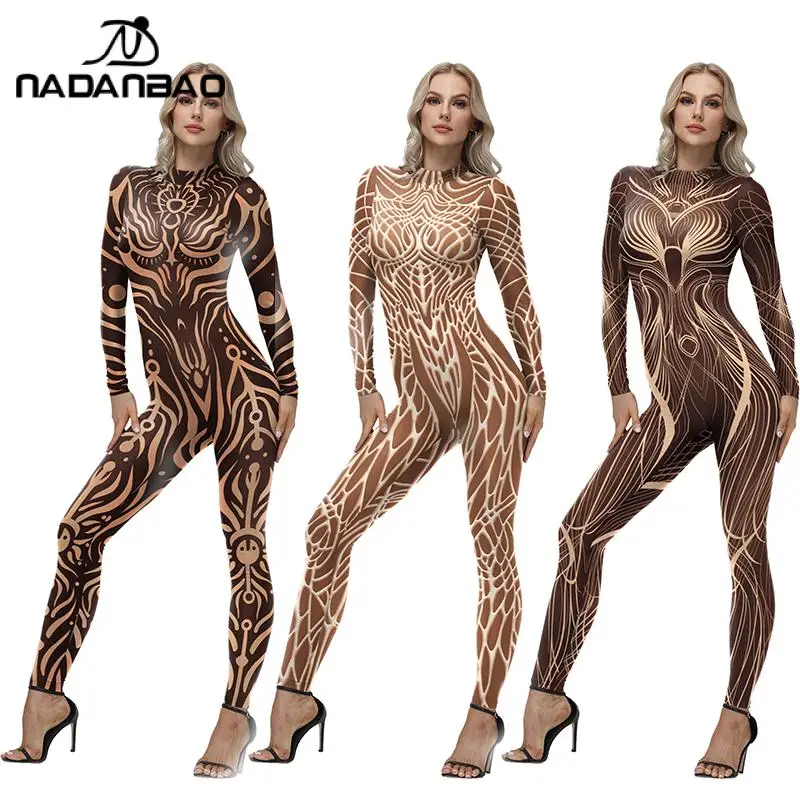 Nadanbao Retro Stripes Print Women's Jumpsuit Sexy Slim Elastic Bodysuit Long Sleeves Zentai Halloween Party Holiday Costume
Nadanbao Retro Stripes Print Women's Jumpsuit Sexy Slim Elastic Bodysuit Long Sleeves Zentai Halloween Party Holiday Costume