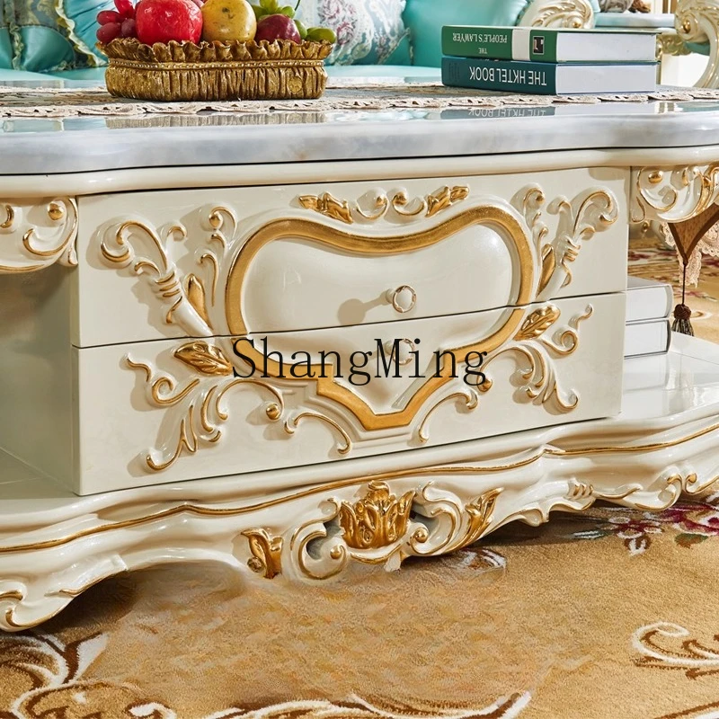DHY coffee table villa luxury marble retro living room solid wood tea table tea table furniture
DHY coffee table villa luxury marble retro living room solid wood tea table tea table furniture