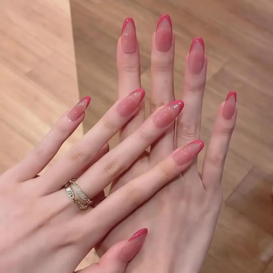 10Pcs Wearable French Fake Nails with Simple Almond False Nails Peach Pink Edge Design Full Cover Oval Nails Set Press On
10Pcs Wearable French Fake Nails with Simple Almond False Nails Peach Pink Edge Design Full Cover Oval Nails Set Press On