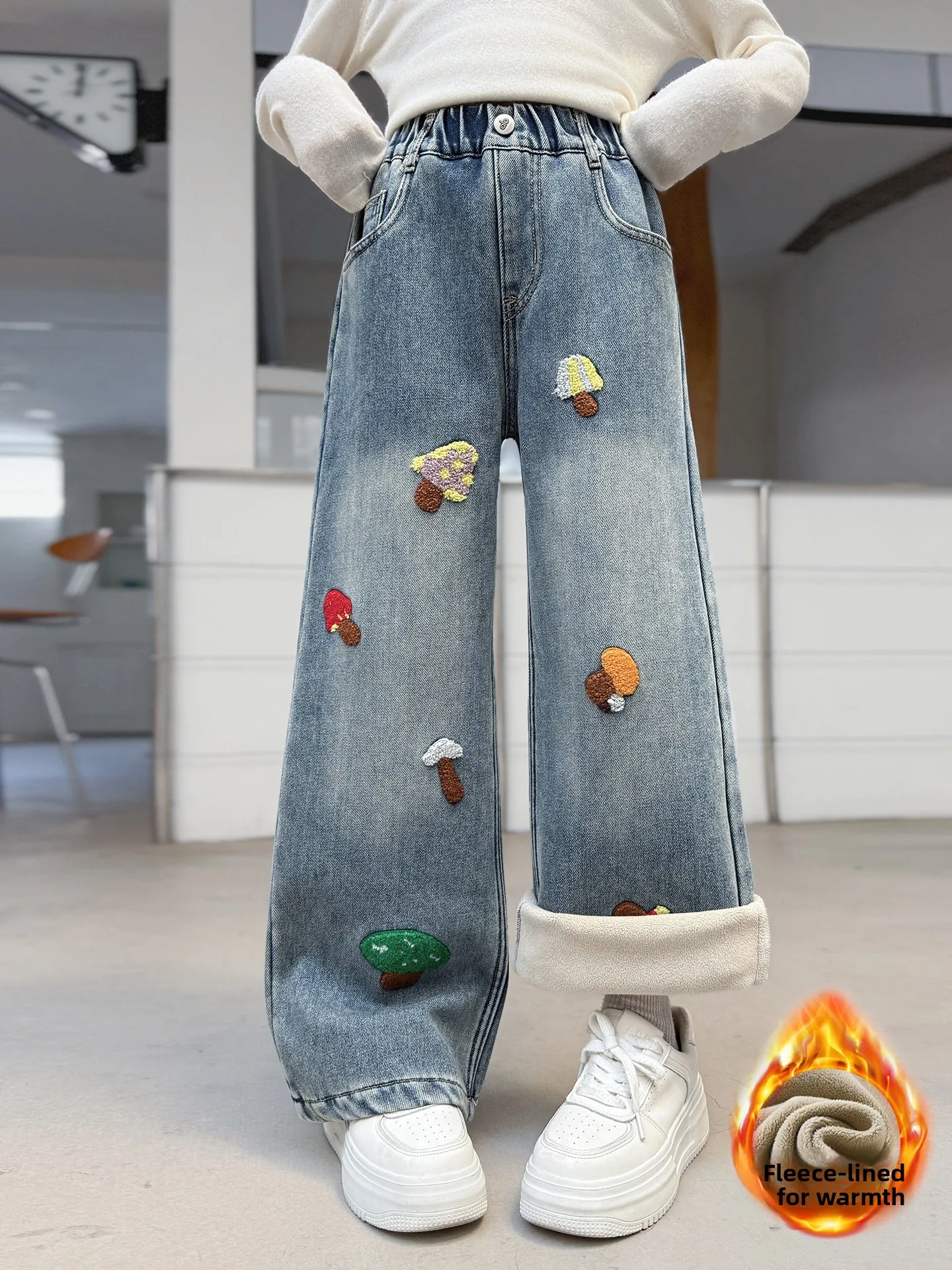 Thiened Fce Lined Embroidered Towel Wide Leg Jeans for Girls Autumn Winter New Sle Junior High School Students Denim P...
Thiened Fce Lined Embroidered Towel Wide Leg Jeans for Girls Autumn Winter New Sle Junior High School Students Denim P...